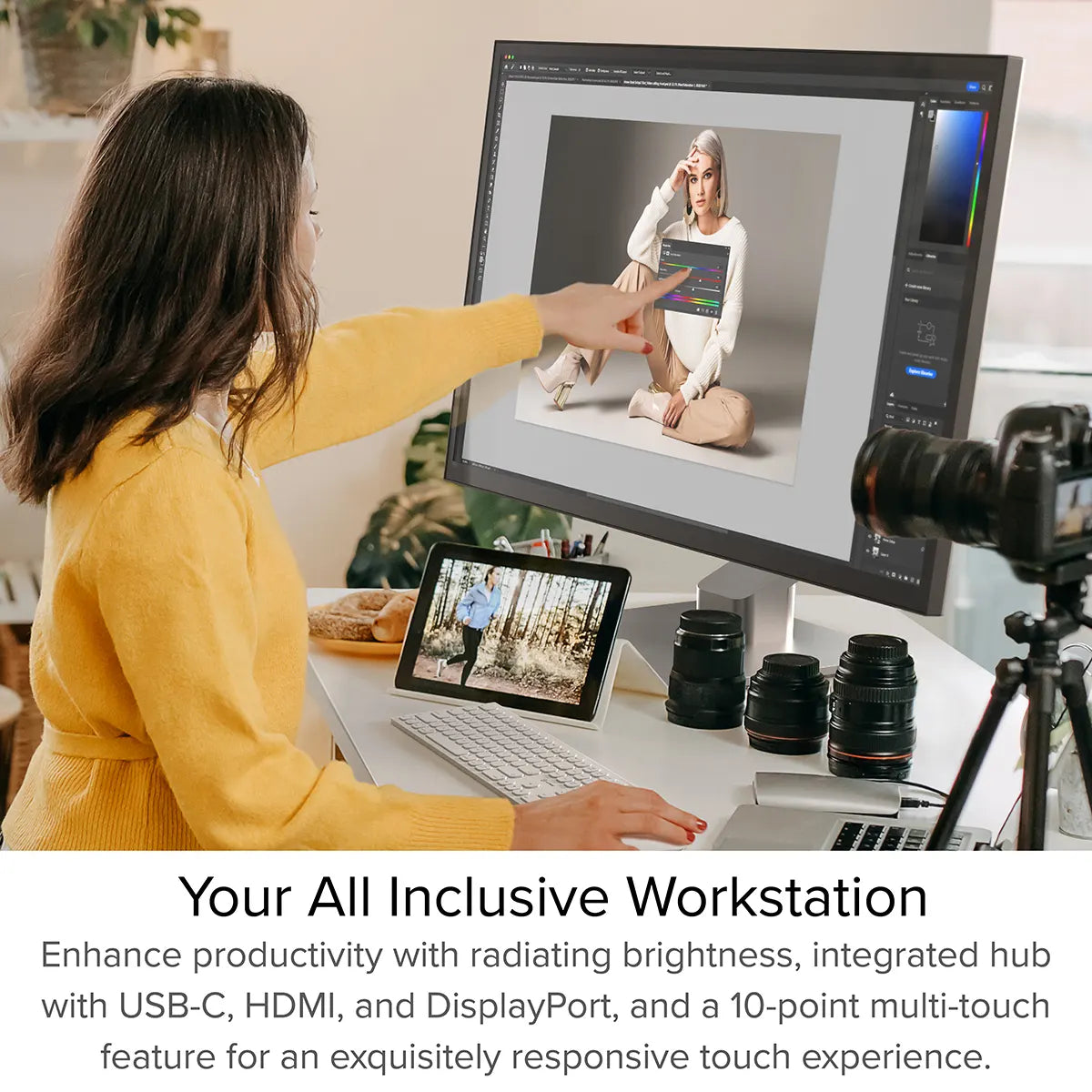 Clarity Max Touch 32" UHD 4K Monitor with USB-C Power Delivery, Webcam and Touch Screen (Pack of 2) + Dual 4K Universal Docking Station – HDMI Edition