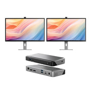 Clarity Max Pro 32" UHD 4K Monitor with USB-C Power Delivery and Webcam  (Pack of 2) + DX2 Dual 4K Display Universal Docking Station with 65W Power Delivery