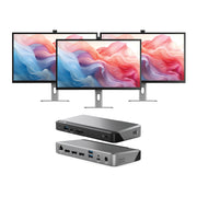 Clarity Max Touch 32" UHD 4K Monitor with USB-C Power Delivery, Webcam and Touch Screen (Pack of 3) + DX3 Triple 4K Display Universal Docking Station – with 100W Power Delivery