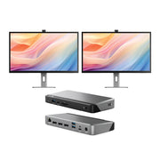 Clarity Max Pro 32" UHD 4K Monitor with USB-C Power Delivery and Webcam  (Pack of 3) + DX3 Triple 4K Display Universal Docking Station – with 100W Power Delivery